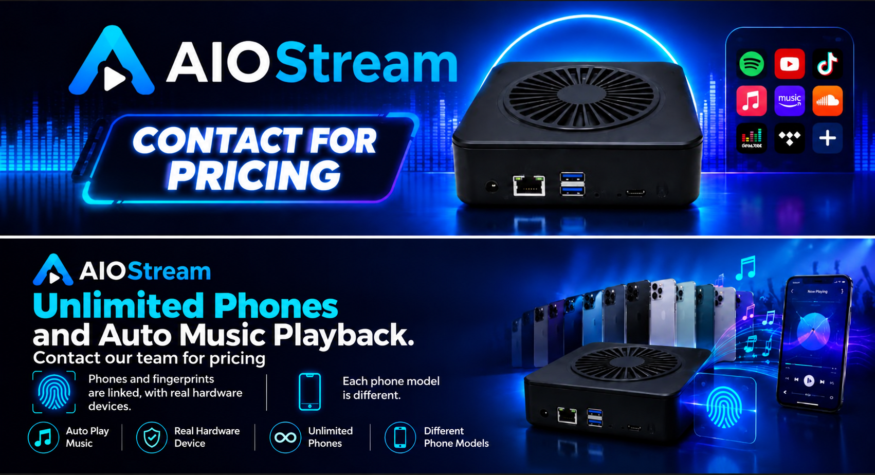 AIOStream hardware device — contact our team for pricing